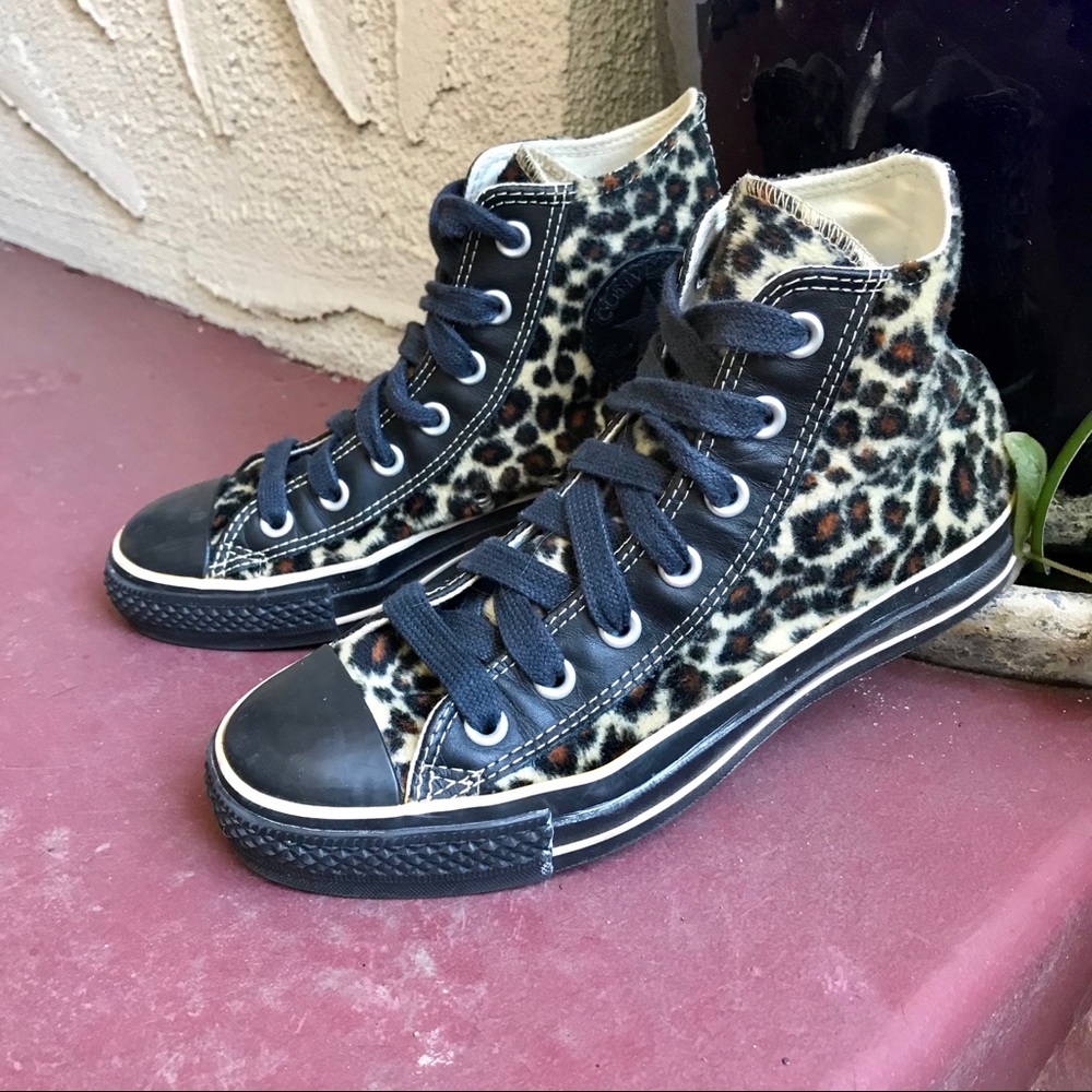 Rare Converse Chucks All Star Leopard Faux Fur 5 7